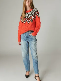 Lucky Brand fair isle sweater fiery red combo*WOMEN Sweaters & Sweatshirts