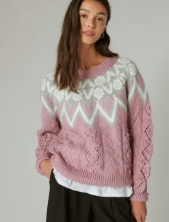 Lucky Brand fair isle sweater dawn pink combo*WOMEN Sweaters & Sweatshirts