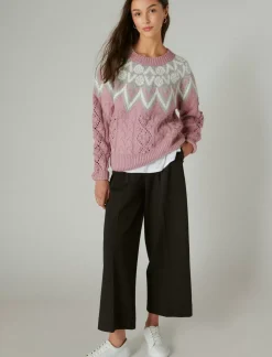 Lucky Brand fair isle sweater dawn pink combo*WOMEN Sweaters & Sweatshirts
