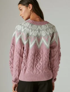 Lucky Brand fair isle sweater dawn pink combo*WOMEN Sweaters & Sweatshirts