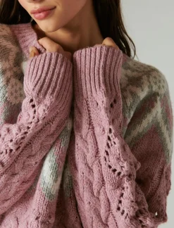 Lucky Brand fair isle sweater dawn pink combo*WOMEN Sweaters & Sweatshirts