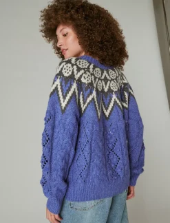 Lucky Brand fair isle sweater bleach denim combo*WOMEN Sweaters & Sweatshirts
