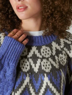 Lucky Brand fair isle sweater bleach denim combo*WOMEN Sweaters & Sweatshirts