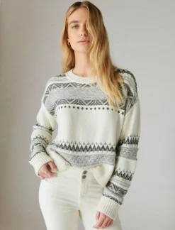 Lucky Brand fairisle crew sweater whisper white multi*WOMEN Sweaters & Sweatshirts