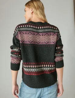 Lucky Brand fairisle crew sweater black combo*WOMEN Sweaters & Sweatshirts