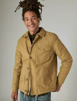 Lucky Brand faux shearling lined barn jacket khaki*MEN Jackets & Outerwear