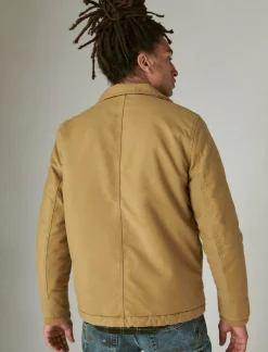 Lucky Brand faux shearling lined barn jacket khaki*MEN Jackets & Outerwear