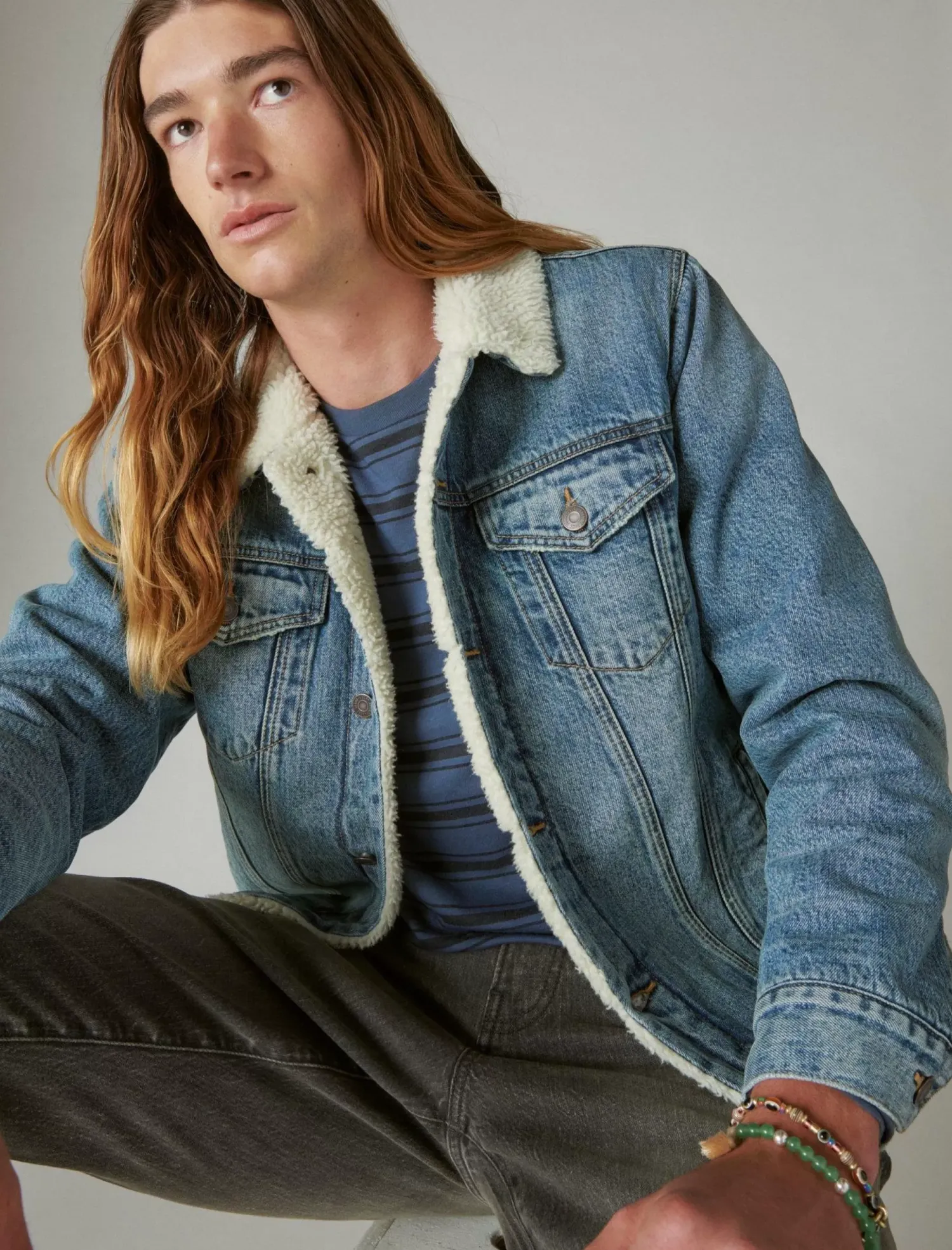 Lucky Brand faux shearling lined denim trucker jacket noah*MEN Jackets & Outerwear