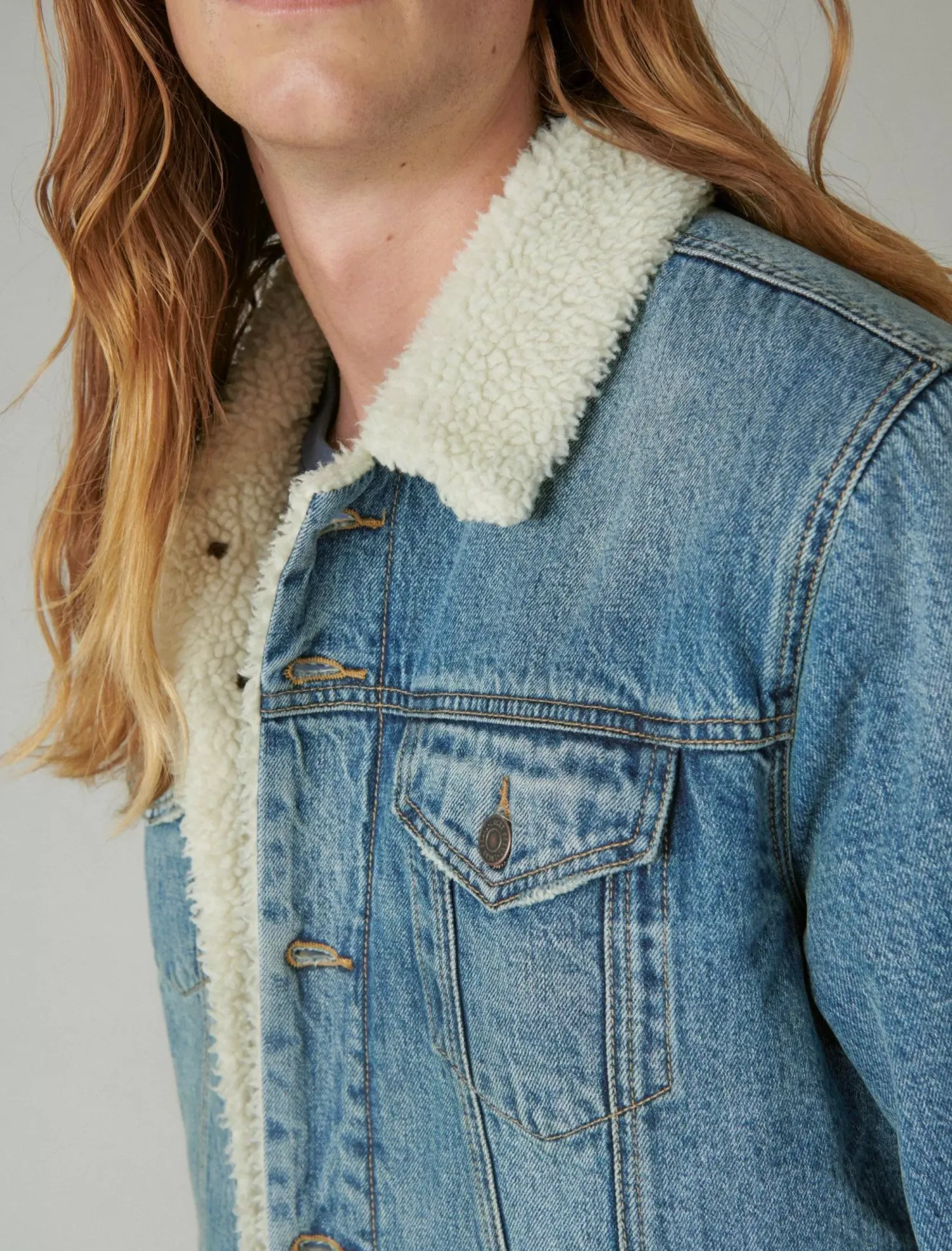 Lucky Brand faux shearling lined denim trucker jacket noah*MEN Jackets & Outerwear