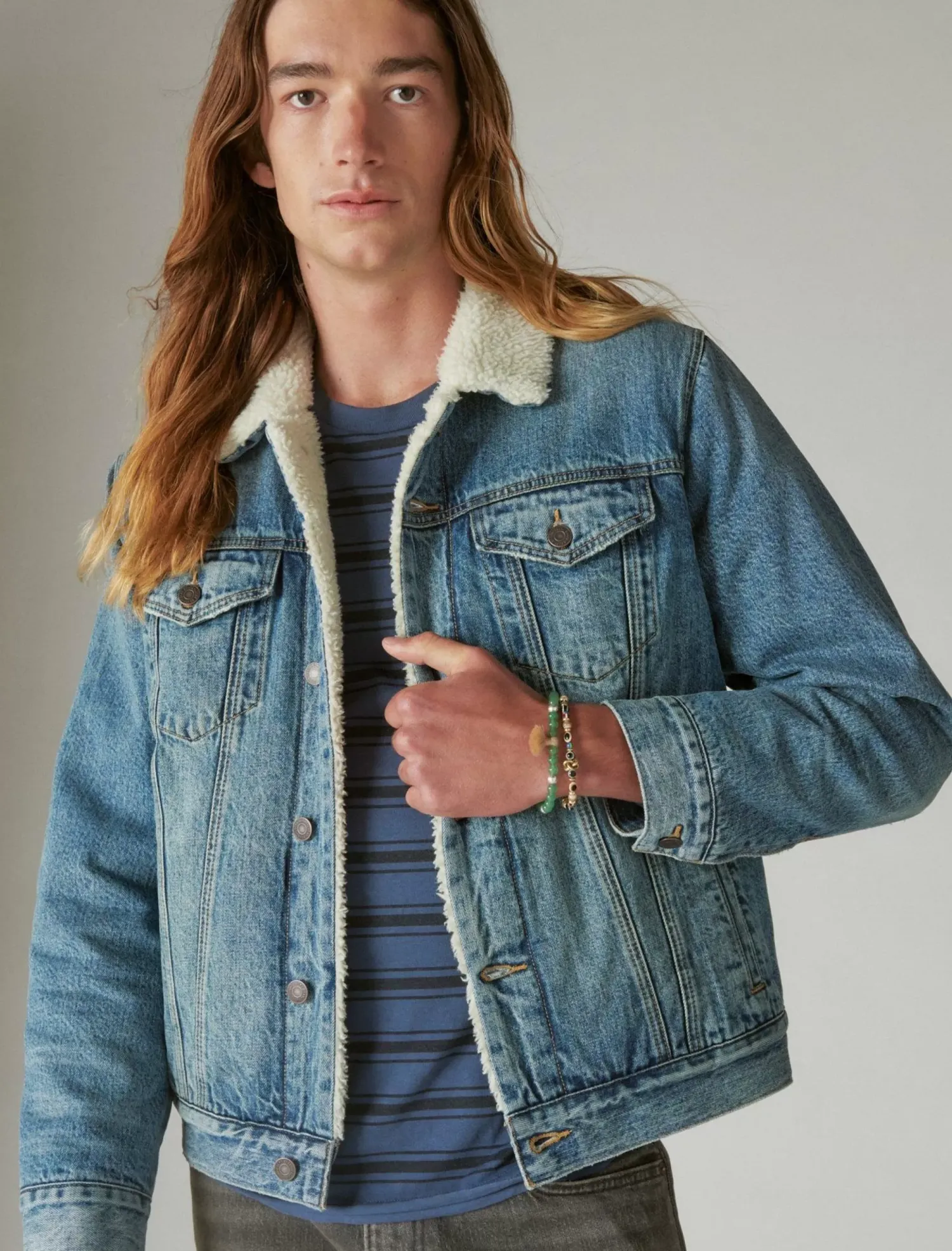 Lucky Brand faux shearling lined denim trucker jacket noah*MEN Jackets & Outerwear
