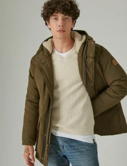 Lucky Brand faux shearling lined hooded parka olive*MEN Jackets & Outerwear