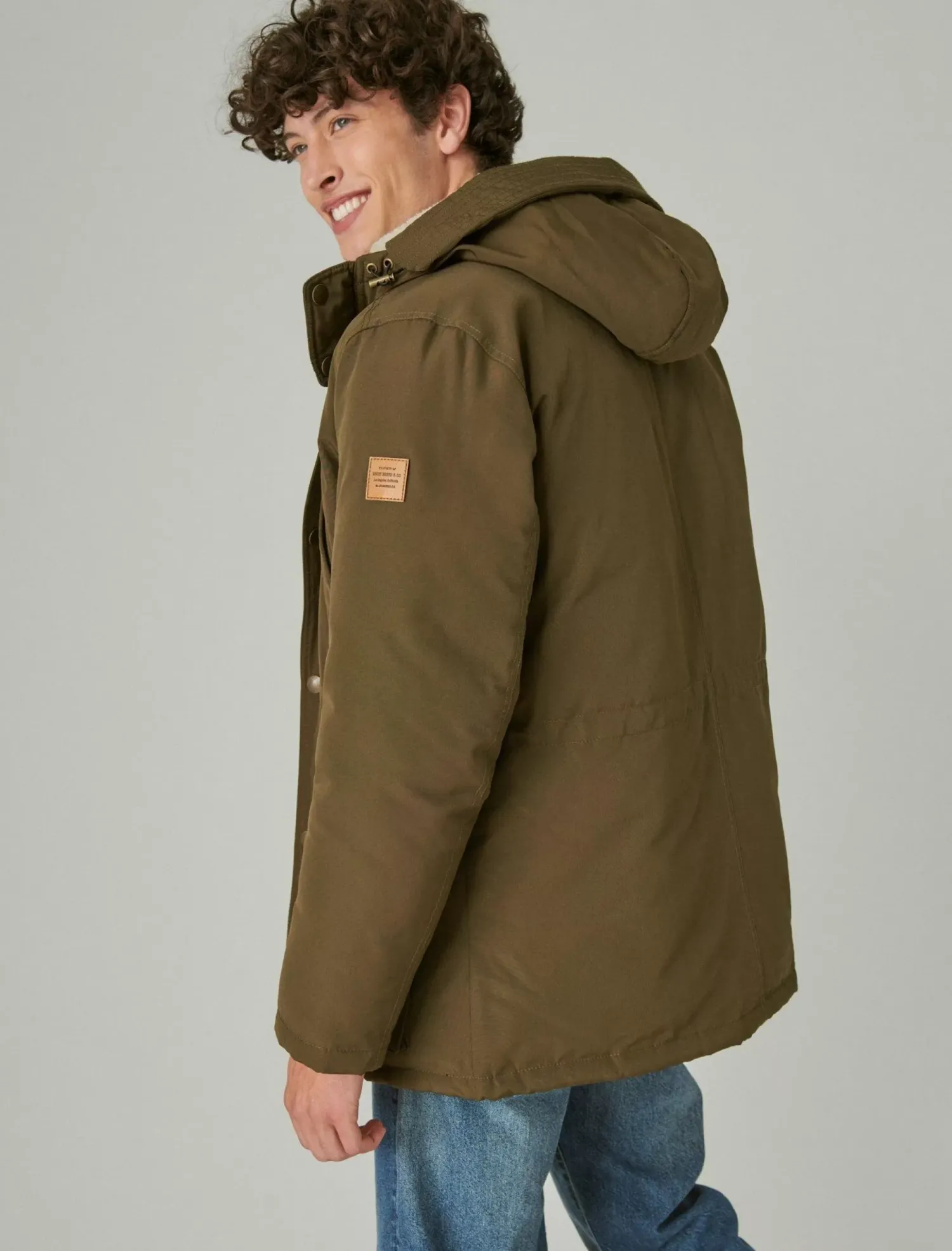 Lucky Brand faux shearling lined hooded parka olive*MEN Jackets & Outerwear