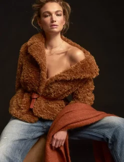 Lucky Brand faux teddy coat toffee*WOMEN Jackets & Outerwear
