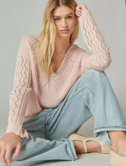Lucky Brand femme v neck pullover sweater sepia rose*WOMEN Sweaters & Sweatshirts