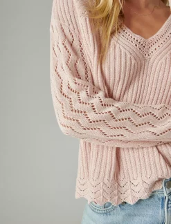 Lucky Brand femme v neck pullover sweater sepia rose*WOMEN Sweaters & Sweatshirts