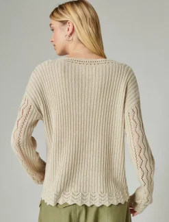 Lucky Brand femme v neck pullover sweater oat milk*WOMEN Sweaters & Sweatshirts