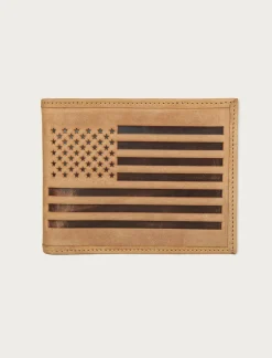 Lucky Brand flag embossed leather bifold wallet medium brown*MEN Bags & Wallets