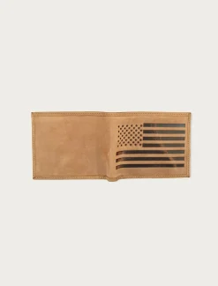 Lucky Brand flag embossed leather bifold wallet medium brown*MEN Bags & Wallets