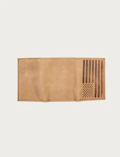 Lucky Brand flag embossed leather trifold wallet medium brown*MEN Bags & Wallets