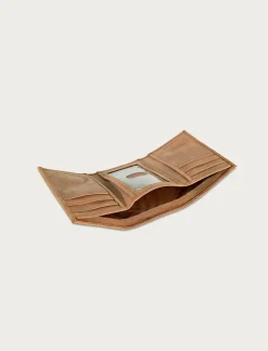 Lucky Brand flag embossed leather trifold wallet medium brown*MEN Bags & Wallets