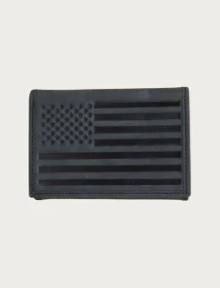 Lucky Brand flag embossed leather trifold wallet black*MEN Bags & Wallets
