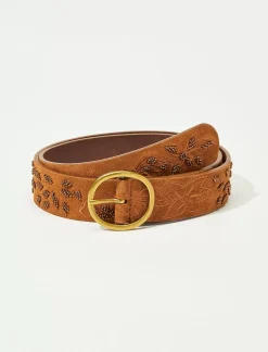 Lucky Brand floral beaded belt medium brown*WOMEN Belts