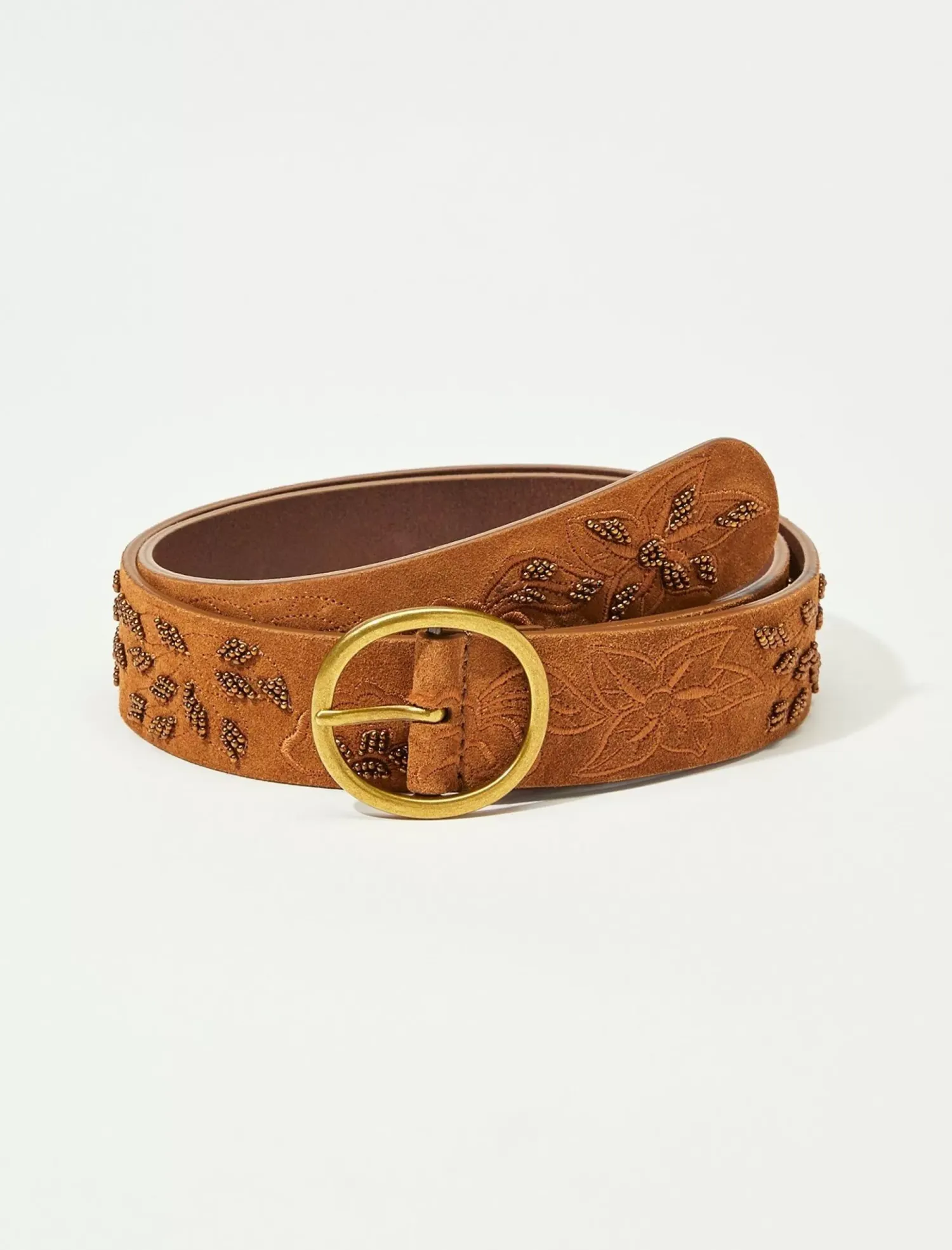 Lucky Brand floral beaded belt medium brown*WOMEN Belts
