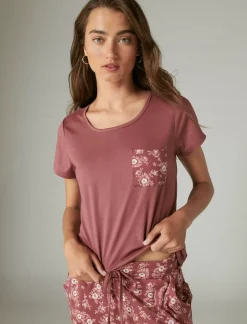 Lucky Brand floral pocket & jogger sleep set dark pink*WOMEN Intimates & Sleepwear