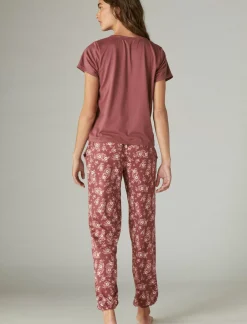 Lucky Brand floral pocket & jogger sleep set dark pink*WOMEN Intimates & Sleepwear