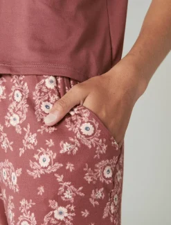 Lucky Brand floral pocket & jogger sleep set dark pink*WOMEN Intimates & Sleepwear