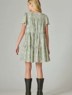 Lucky Brand floral printed tiered mini forest multi*WOMEN Dresses