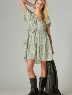 Lucky Brand floral printed tiered mini forest multi*WOMEN Dresses
