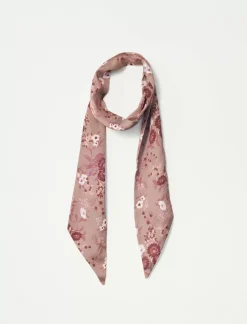 Lucky Brand floral silky skinny scarf medium dark pink*WOMEN Scarves & Bandanas