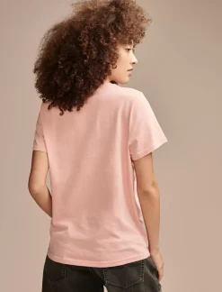 Lucky Brand floral vase classic crew rose tan*WOMEN Graphic Tees