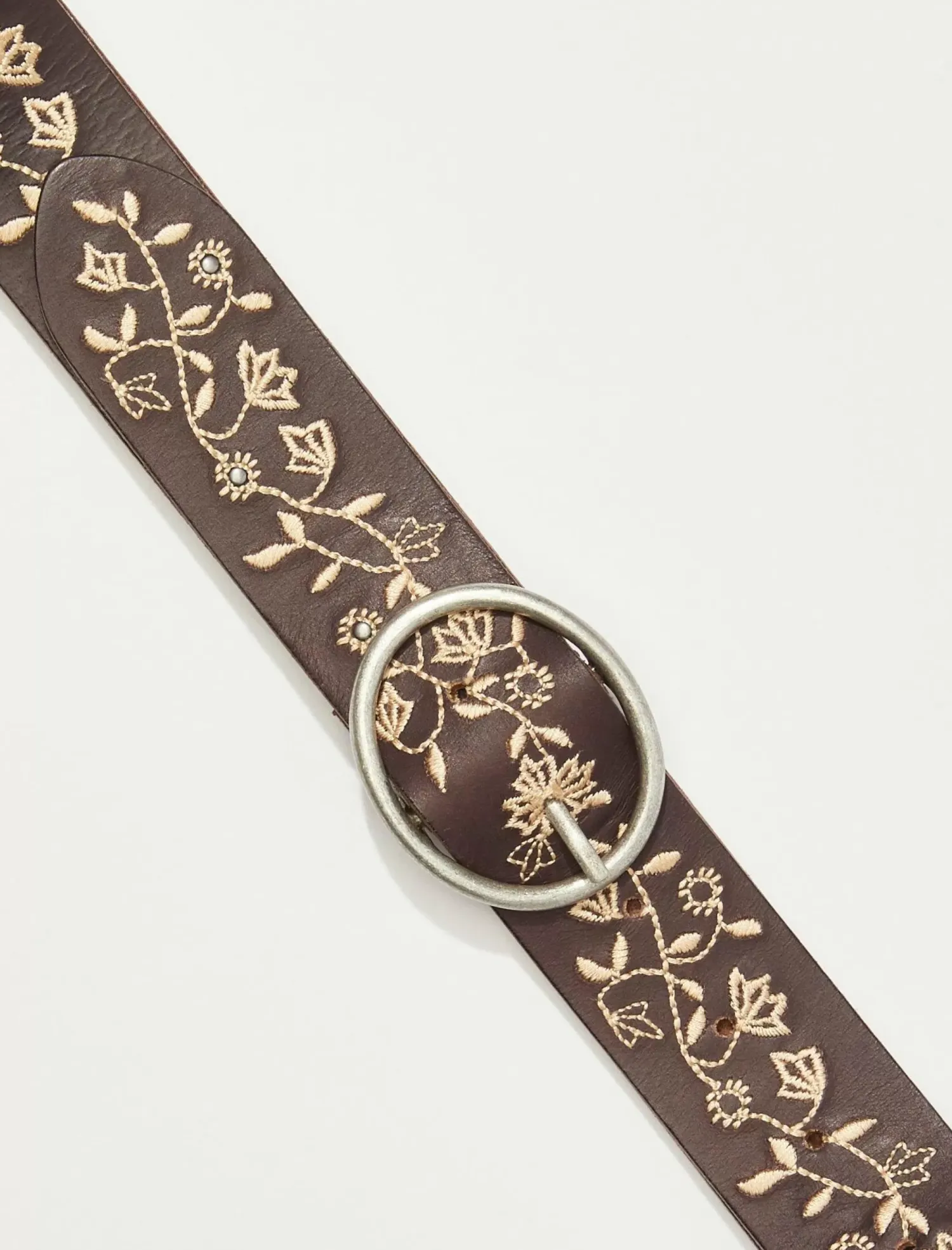Lucky Brand floral vine embroidered belt dark brown*WOMEN Belts