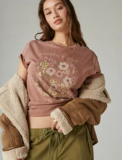 Lucky Brand flower district boyfriend tee baltic amber*WOMEN Graphic Tees