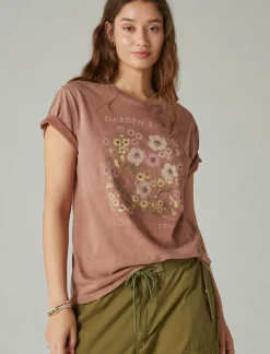 Lucky Brand flower district boyfriend tee baltic amber*WOMEN Graphic Tees