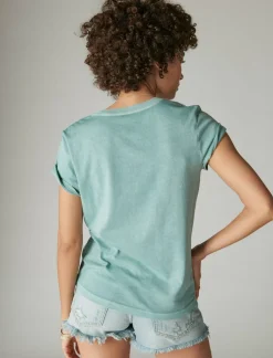 Lucky Brand flower moon classic crew trellis*WOMEN Graphic Tees