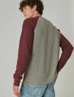 Lucky Brand french rib long sleeve crew grey multi*MEN Shirts & Tops