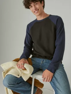 Lucky Brand french rib long sleeve crew navy multi*MEN Shirts & Tops