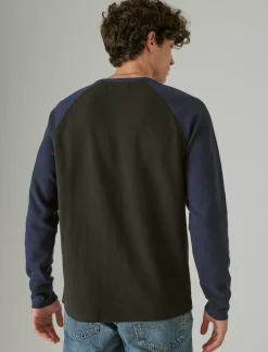 Lucky Brand french rib long sleeve crew navy multi*MEN Shirts & Tops