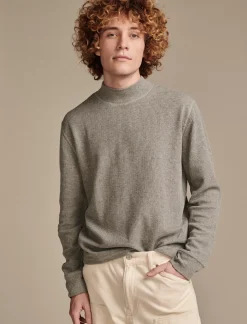 Lucky Brand french rib long sleeve mock neck heather grey*MEN Sweaters|Shirts & Tops