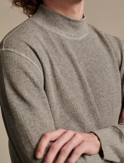 Lucky Brand french rib long sleeve mock neck heather grey*MEN Sweaters|Shirts & Tops