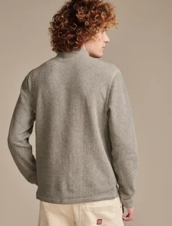 Lucky Brand french rib long sleeve mock neck heather grey*MEN Sweaters|Shirts & Tops