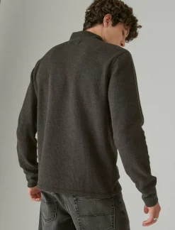 Lucky Brand french rib long sleeve mock neck charcoal*MEN Sweaters|Shirts & Tops