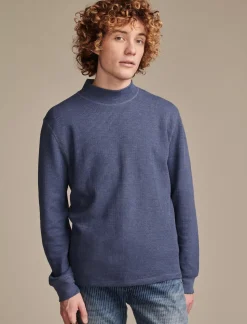 Lucky Brand french rib long sleeve mock neck navy*MEN Sweaters|Shirts & Tops