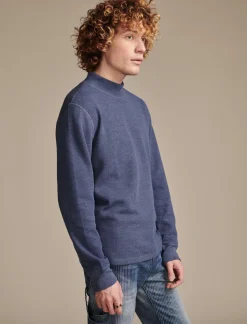 Lucky Brand french rib long sleeve mock neck navy*MEN Sweaters|Shirts & Tops