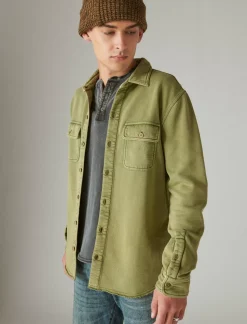 Lucky Brand french terry utility shirt #3687 army green*MEN Activewear
