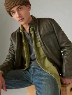 Lucky Brand french terry utility shirt #3687 army green*MEN Activewear