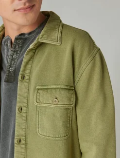 Lucky Brand french terry utility shirt #3687 army green*MEN Activewear